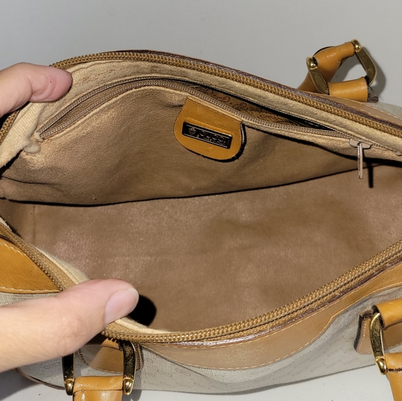 GUCCI Coated Canvas/Leather Matching BAG & Wallet SET🔥IVORY/Camel🤩VGUC/Vintage - Picture 13 of 16